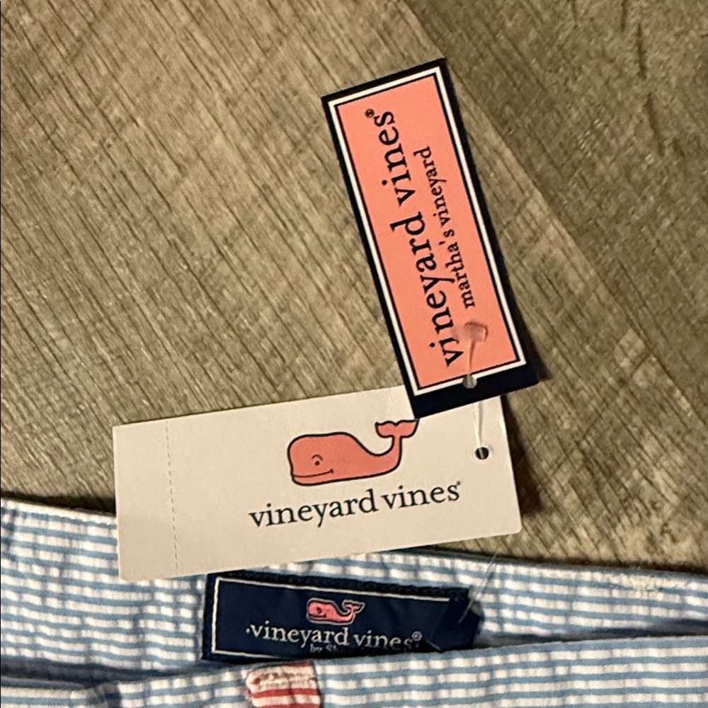 Vineyard Vines Men's Red and Blue Checkered Shorts - Picture 2 of 7
